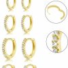 ALEXCRAFT 5 Pairs Small 14K Gold 925 Sterling Silver Hoop Earrings For Women Huggie Cartilage Earring Set Cute Mini Thin Tragus Hoops Multiple Piercings Aretes Earrings Sets For Women Trendy (8-10-12-14-16) Mm | Earrings