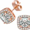 VOLUKA Voluka 18K White Gold/Gold Plated Square Cubic Zirconia Stud Earrings 6Mm For Women Teen Jewelry | Earrings