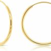 TILO JEWELRY 14K Yellow Gold Round Endless Hoop Earrings - 10-20Mm… | Earrings