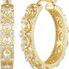 Eterbeau Eterbeau 14K Gold Hoop Earrings Gold Earrings For Women Unique Diamond Earrings Petal-Shaped Design Women'S Hoop Earrings 25Mm | Earrings