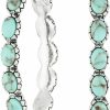 Lucky Brand Lucky Brand Silver-Tone And Faux Turquoise Hoop Earrings | Earrings