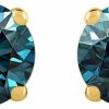 KATARINA Blue - I1 Round Brilliant Cut Diamond Earring Studs In 14K Gold | Earrings