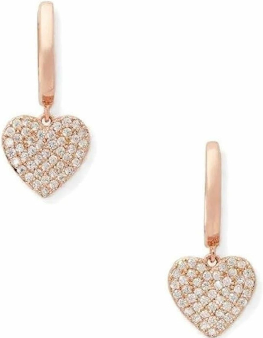 Kate Spade New York Kate Spade New York Yours Truly Pave Heart Drop Earrings, Rose Gold, Medium | Earrings