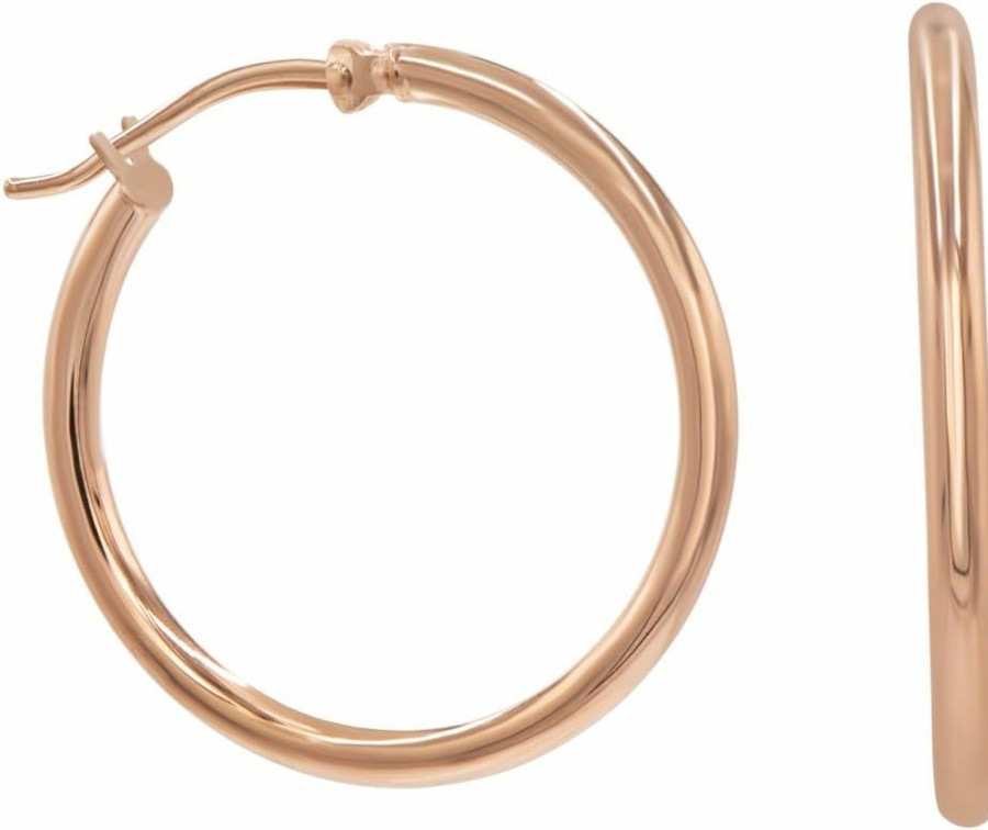 Amanda Rose Collection 14K Gold 1 Inch Diameter Classic Round Hoop Earrings For Women | Real 14K Yellow Gold, 14K White Gold Or 14K Rose Gold Hoop Earrings | Earrings