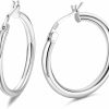 MILACOLATO Milacolato 925 Sterling Silver Hoop Earrings For Women Girls 18K White Gold Plated 2.5Mm Chunky Huggie Hoop Earrings Hypoallergenic Lightweight Round-Tube Circle Small Big Hoop Earrings 13/15/20/25/30/40/50/60Mm | Earrings