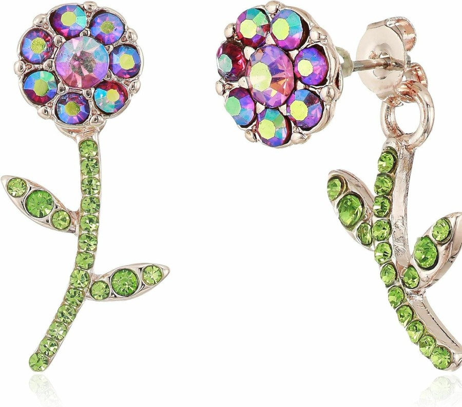 Betsey Johnson Betsey Johnson Flower Front Back Earrings-Jackets | Earrings