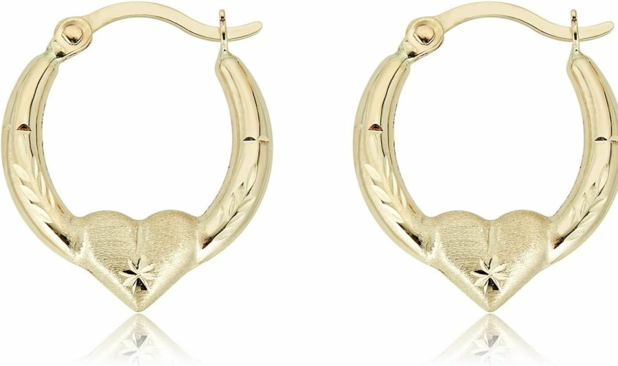 AVORA Avora Gold Heart Creole Hoop Earrings - 10K 3-Tone Or 14K/10K Yellow Gold | Earrings