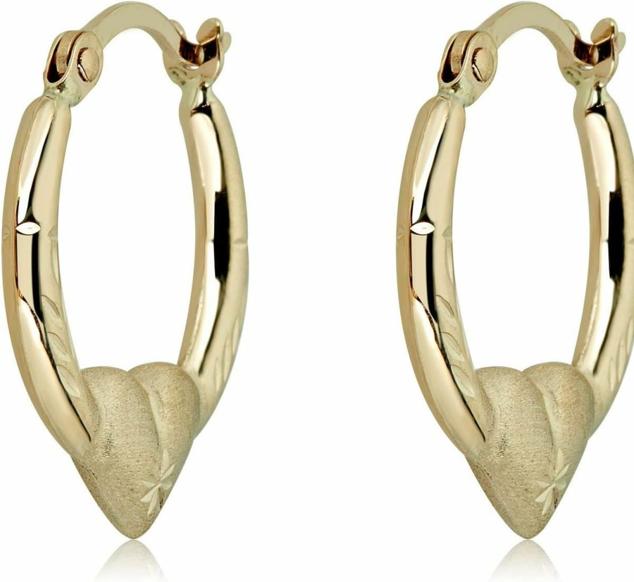 AVORA Avora Gold Heart Creole Hoop Earrings - 10K 3-Tone Or 14K/10K Yellow Gold | Earrings