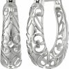 Amazon Essentials Amazon Essentials Open Filigree Swirl Hoop Earrings In Sterling Silver (Previously Amazon Collection) | Earrings