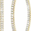 NICRET Nicret Hoop Earrings 14K Gold Hoop Earrings For Women Dual Diamond Hoop Earrings Large Gold Hoop Earrings 40Mm*2Mm | Earrings