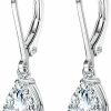 MDFUN Mdfun 18K White Gold Plated Round Princess Cut Clear Cubic Zirconia Tear Drop Dangle Earrings For Women Hypoallergenic | Earrings