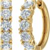 FINEROCK 1 To 5 Carat 14K Gold Or In Platinum Round White Diamond Ladies Huggies Hoop Earrings (I1-I2 Clarity) | Earrings