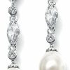 Mariell Mariell Pearl Dangle Wedding Earrings With Cubic Zirconia Crystals, Pearl Bridal Earrings, Jewelry For Brides, Homecoming, Mother Of The Bride | Earrings