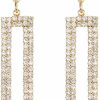 Legitta Legitta Rhinestone Long Drop Earrings Statement Rectangle Dangle With Circle Studs Fashion Jewelry | Earrings