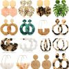 LANTAI Lantai 16 Pairs Trendy Acrylic Earrings Rattan Earrings For Women Girls-Summer Beach Straw Earrings Resin Dangle Drop Fashion Earrings Geometric Statement Earrings Vacation Jewelry | Earrings