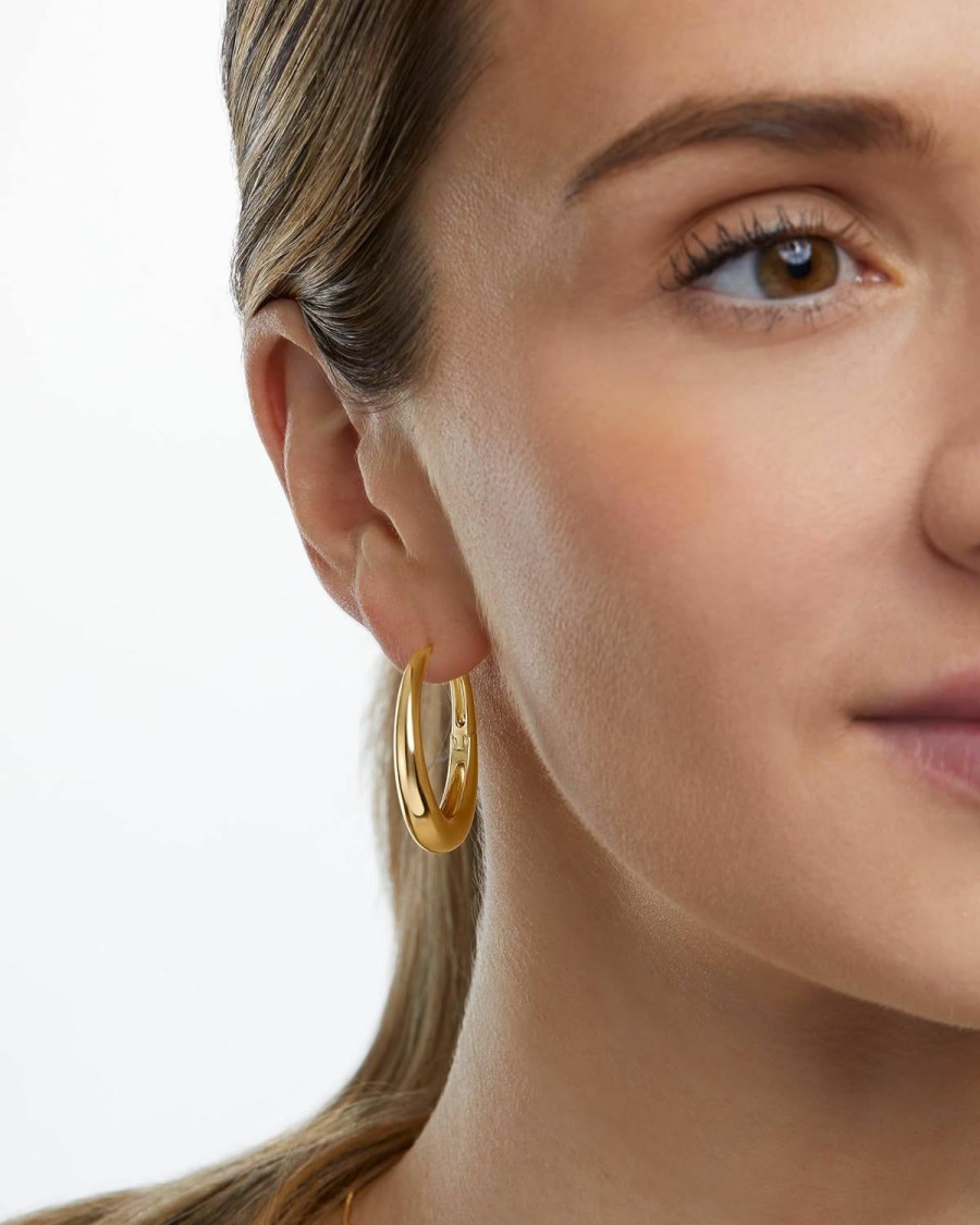 Milla Milla 14K Gold Plated Hoop Earrings | Small Silver Hoops | Thick Lightweight Chunky Hoop Earrings For Women | Earrings