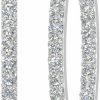 FINEROCK 2 1/2 Carat Inside Out Diamond Hoop Earrings In 14K Gold Or In Platinum (I1-I2 Clarity) | Earrings