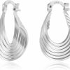 KesaPlan Sterling Silver Hoop Earrings For Women,14K White Gold Earrings Hypoallergenic Chunky Huggie Silver Hoops Small Fashion Dainty Earring | Earrings