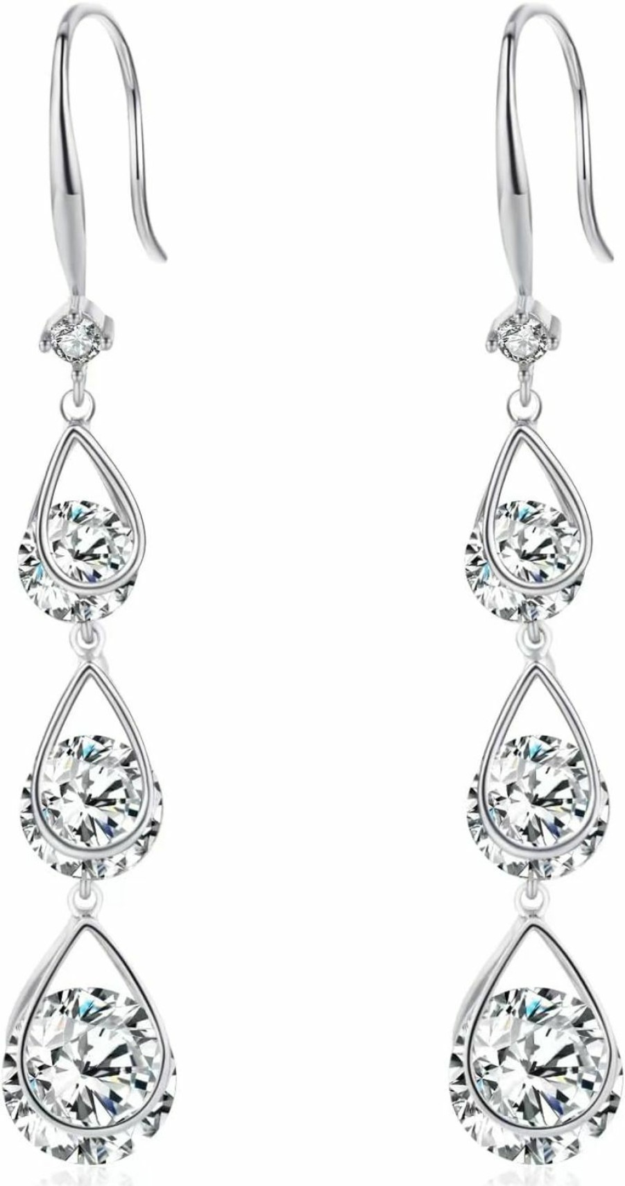 SBLING Sbling Platinum-Plated Or 18K Gold Plated Cubic Zirconia Drop Earrings - Gifts For Women/Girls | Earrings