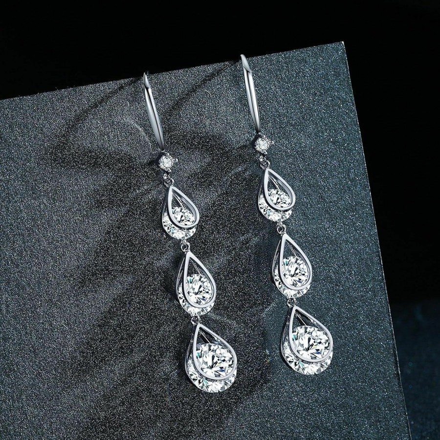 SBLING Sbling Platinum-Plated Or 18K Gold Plated Cubic Zirconia Drop Earrings - Gifts For Women/Girls | Earrings