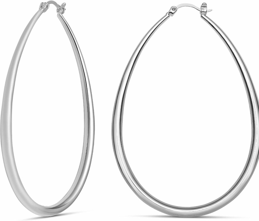 Milla Milla Oval Hoop Earrings - 14K Gold Plated, Rose Gold Plated And Sterling Silver Plated Hoop Earrings For Women - Hypoallergenic & Lightweight | Earrings