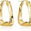 KesaPlan Kesaplan Thick Gold Hoop Earrings For Women,18K Gold Plated Sterling Silver Chunky Hoop Earrings Fashion Geometry Square Earrings Gold Jewelry For Gifts | Earrings