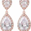 SELOVO Selovo Bridal Teardrop Drop Earrings Pierced/Clip Earrings Cubic Zirconia Silver Tone | Earrings