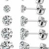 Kainier Kainier 5 Pairs Cz Stud Earrings Set 316L Stainless Steel Earrings Cubic Zirconia Ear Stud For Women Girls Simulated Diamond Hypoallergenic 3-7Mm | Earrings