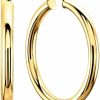 The Diamond Deal 14K Real Yellow Or White Or Rose/Pink Gold 3Mm Thickness Classic Polished Round Tube Hoop Earrings With Snap Post Closure For Women In Many Sizes And Gauges | Earrings