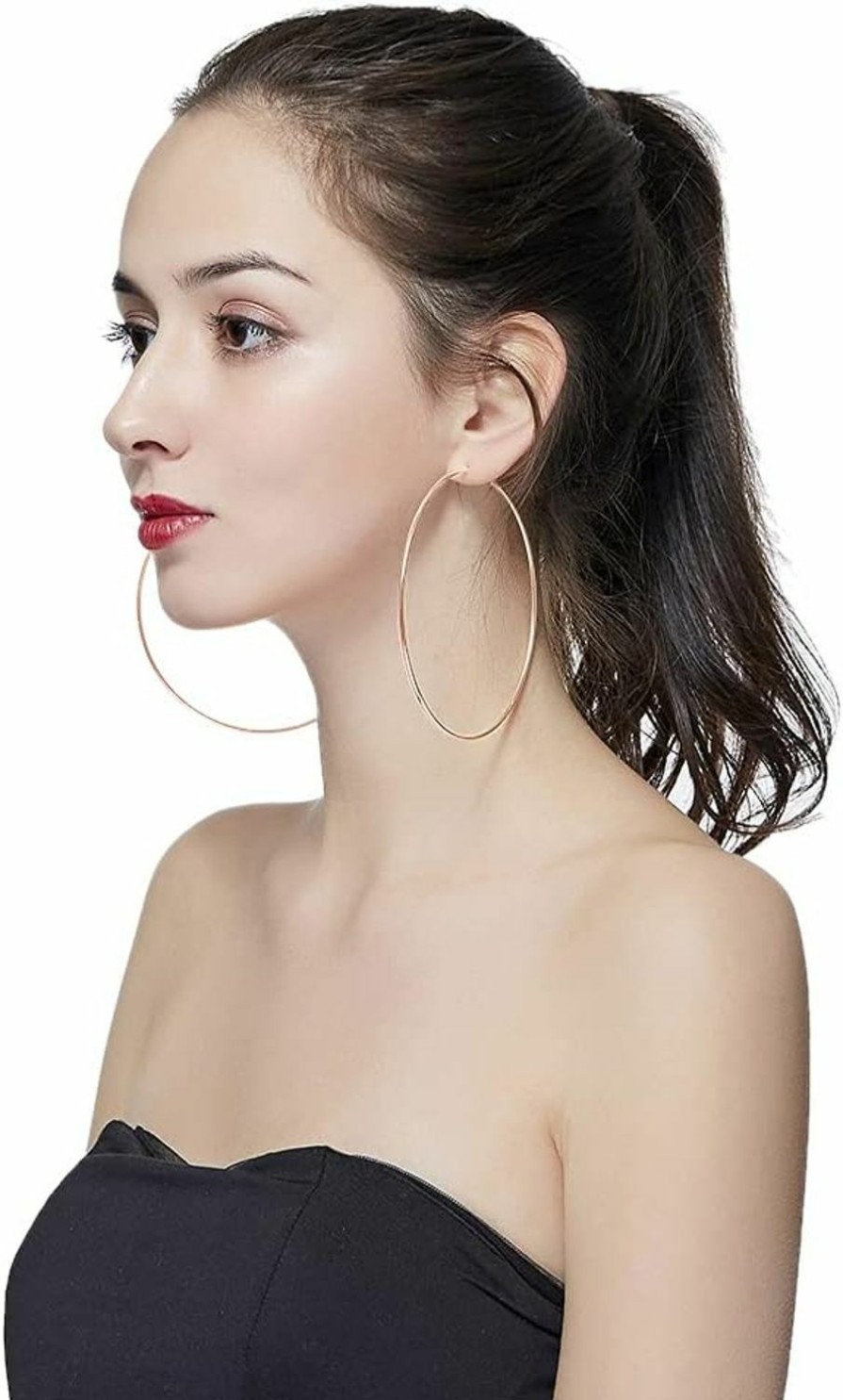 Yilanair Hypoallergenic Extra Large Basketball Hoop Earrings For Women Men - Big Thin Hoop Earrings | Earrings