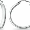 Lovve Sterling Silver Wide Thick High Polished Half Round-Tube Click-Top Light Chunky Hoop Earrings For Women Girls | Earrings