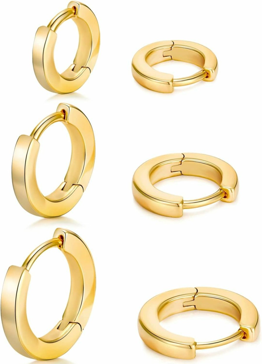 HESSAWELL Gold Hoop Earrings For Women Cubic Zirconia Hoop Earrings Set Small Huggie Hoops Earrings Set For Girls Fashion Jewelry (4 Sizes) | Earrings