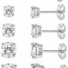 MDFUN Mdfun 18K Gold Plated 4 Prong Graduated Round Clear Cubic Zirconia Stud Earring Set For Women (5 Pairs) | Earrings