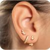 Kenivira Kenivira Stud Earrings Set For Women, 14K Gold Plated Hypoallergenic Dainty Earrings Girls,3 Pairs Small Cartilage Flat Back Trendy Hoop Cz Earring Gift For Her | Earrings