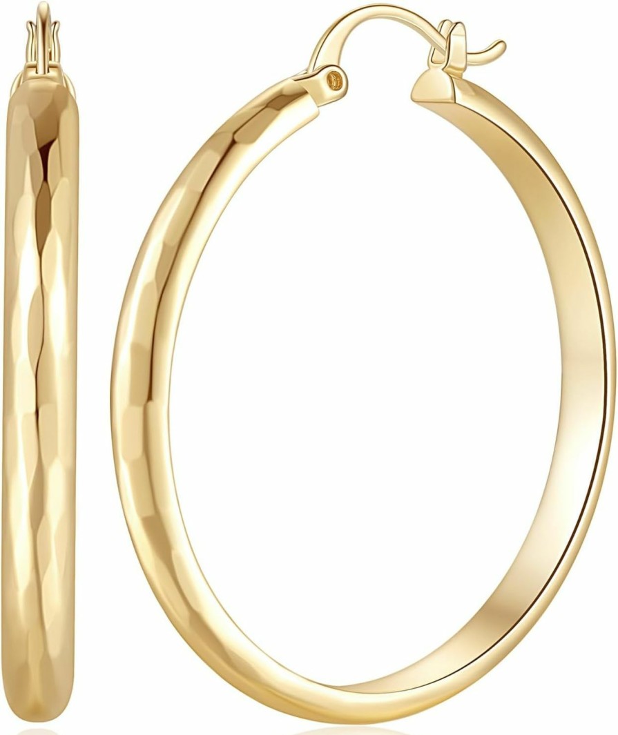 GIORGIA GIBBS 14K Gold Hoop Earrings Big Hoop Earrings 14 Karat Gold Hoop Earrings Women'S Hoop Earring Gold Jewelry (35Mm) | Earrings