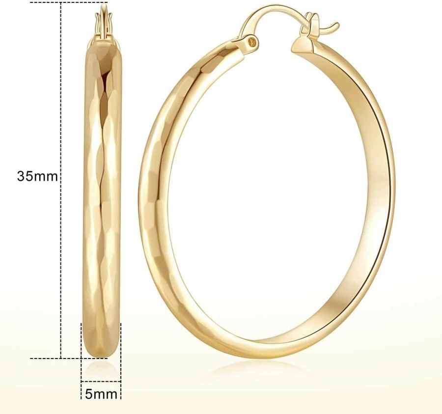 GIORGIA GIBBS 14K Gold Hoop Earrings Big Hoop Earrings 14 Karat Gold Hoop Earrings Women'S Hoop Earring Gold Jewelry (35Mm) | Earrings