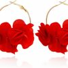 Aksod Aksod Colorful Flower Earrings White Floral Hoop Earrings Elegant Camellia Huggie Earrings Jewelry For Women And Girls | Earrings