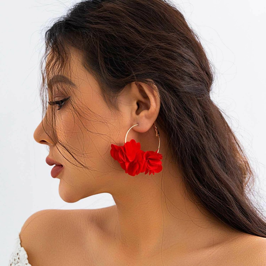 Aksod Aksod Colorful Flower Earrings White Floral Hoop Earrings Elegant Camellia Huggie Earrings Jewelry For Women And Girls | Earrings