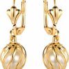 Barzel Barzel 18K Gold Plated Pearl Dangling Drop Earrings | Earrings