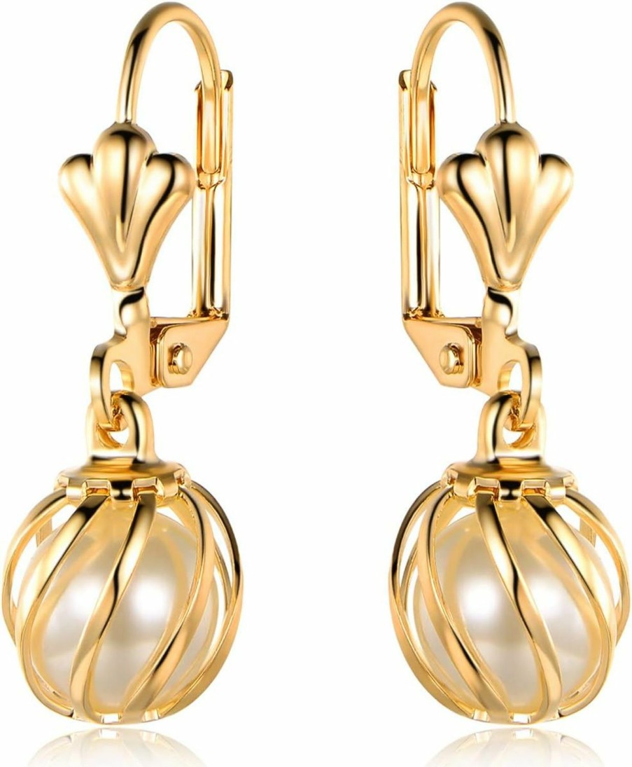 Barzel Barzel 18K Gold Plated Pearl Dangling Drop Earrings | Earrings