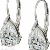 Amazon Essentials Amazon Essentials Sterling Silver Or Gold Plated Sterling Silver Pear Cut Cubic Zirconia Leverback Earrings (Previously Amazon Collection) | Earrings