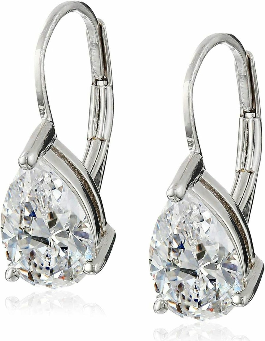 Amazon Essentials Amazon Essentials Sterling Silver Or Gold Plated Sterling Silver Pear Cut Cubic Zirconia Leverback Earrings (Previously Amazon Collection) | Earrings