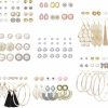 LOYALLOOK Loyallook 61-63 Pairs Assorted Multiple Stud Earrings For Women Simple Cute Flower Big Hoop Earrings Moon Geometric Leaf Arrow Bow Cz Ball Heart Faux Pearl Earrings Set | Earrings