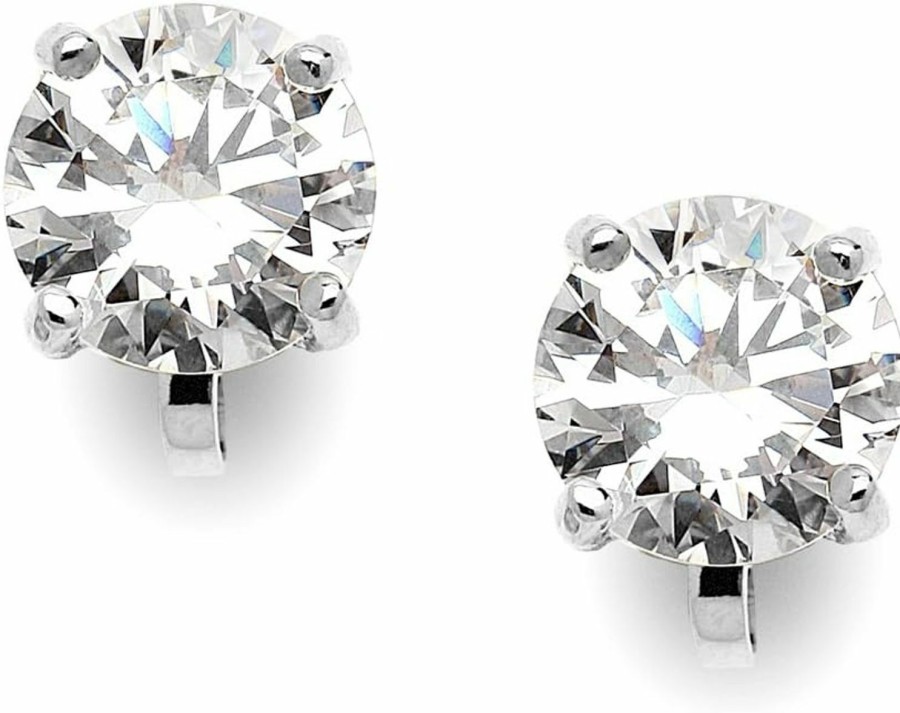 Mariell Mariell Cubic Zirconia Crystal Wedding Clip On Stud Earrings For Women, 2 Carat Cz Jewelry For Brides | Earrings