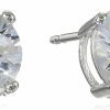 Amazon Essentials Amazon Essentials Plated Sterling Silver Cubic Zirconia Stud Earrings (Round & Princess) | Earrings