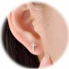 QLKILYR 14K White Gold Plated Small Cross Silver Stud Earrings, Hypoallergenic Pave Cz Tiny Cross Stud Earrings For Women | Earrings