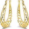 Barzel Barzel 18K Gold Plated Filigree Hoop Earrings | Earrings