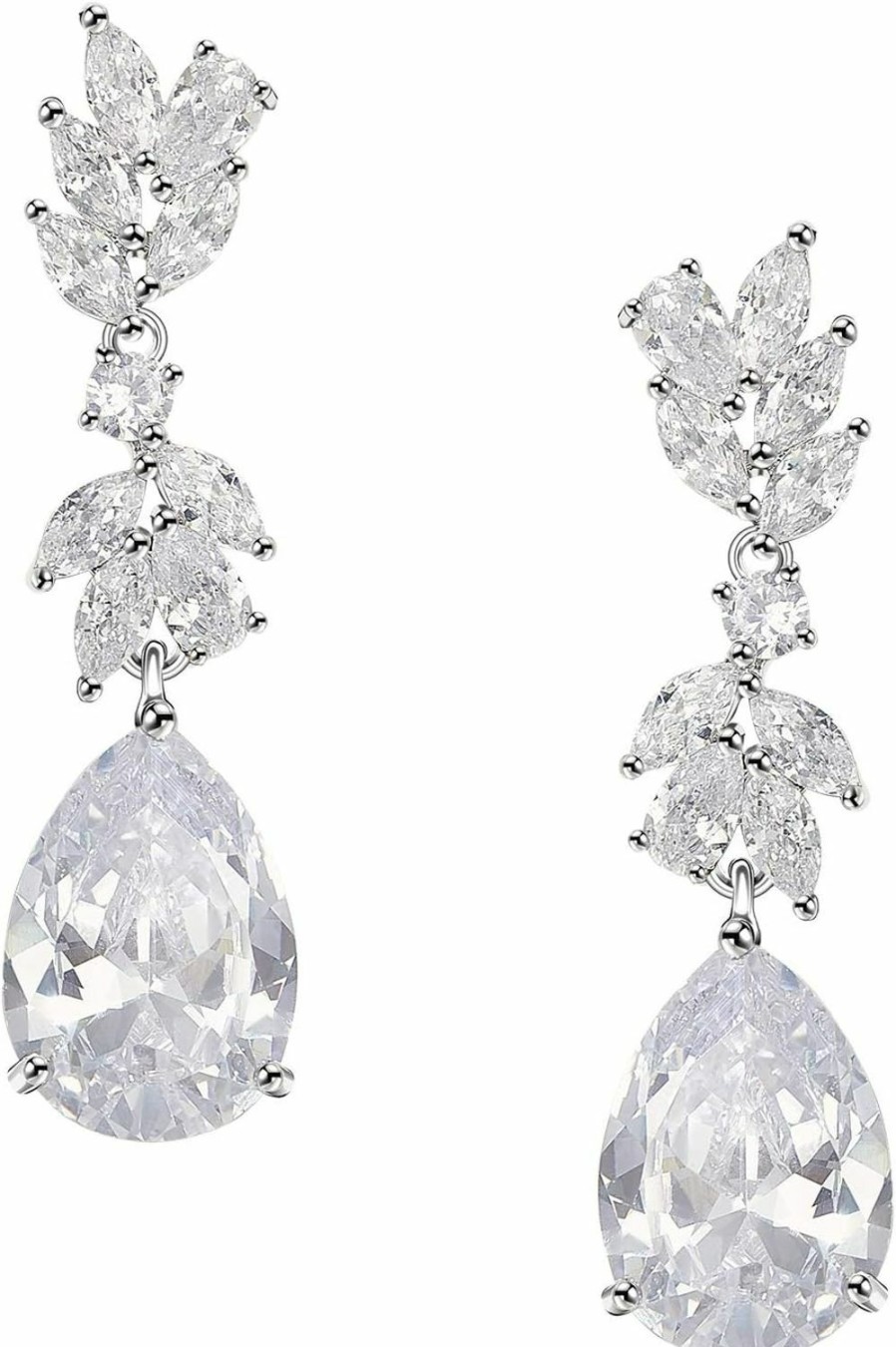 SWEETV Sweetv Marquise Wedding Earrings For Brides, Bridesmaids, Teardrop Crystal Cubic Zirconia Bridal Drop Earrings For Women Prom | Earrings