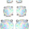 Barzel Barzel 18K White Gold Plated Created Opal Stud Earrings 3 Pack Set | Earrings