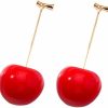 ONEYIM Oneyim 3D Red Cherry Drop Earrings Cute Fruit Gold Dangle Earrings Charm Jewelry Gift Earrings For Women Girls | Earrings